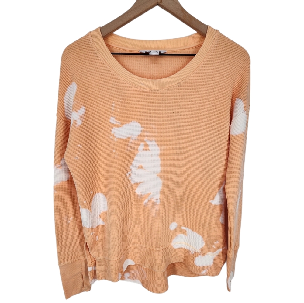 Athleta Coaster Luxe Waffle Sweatshirt Orange Bleach SZ Medium - Picture 1 of 11
